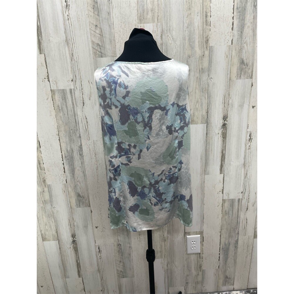 Ann Taylor Blouse Womens L Watercolor Floral Blue Green Sleeveless Top sku548 - Picture 3 of 11